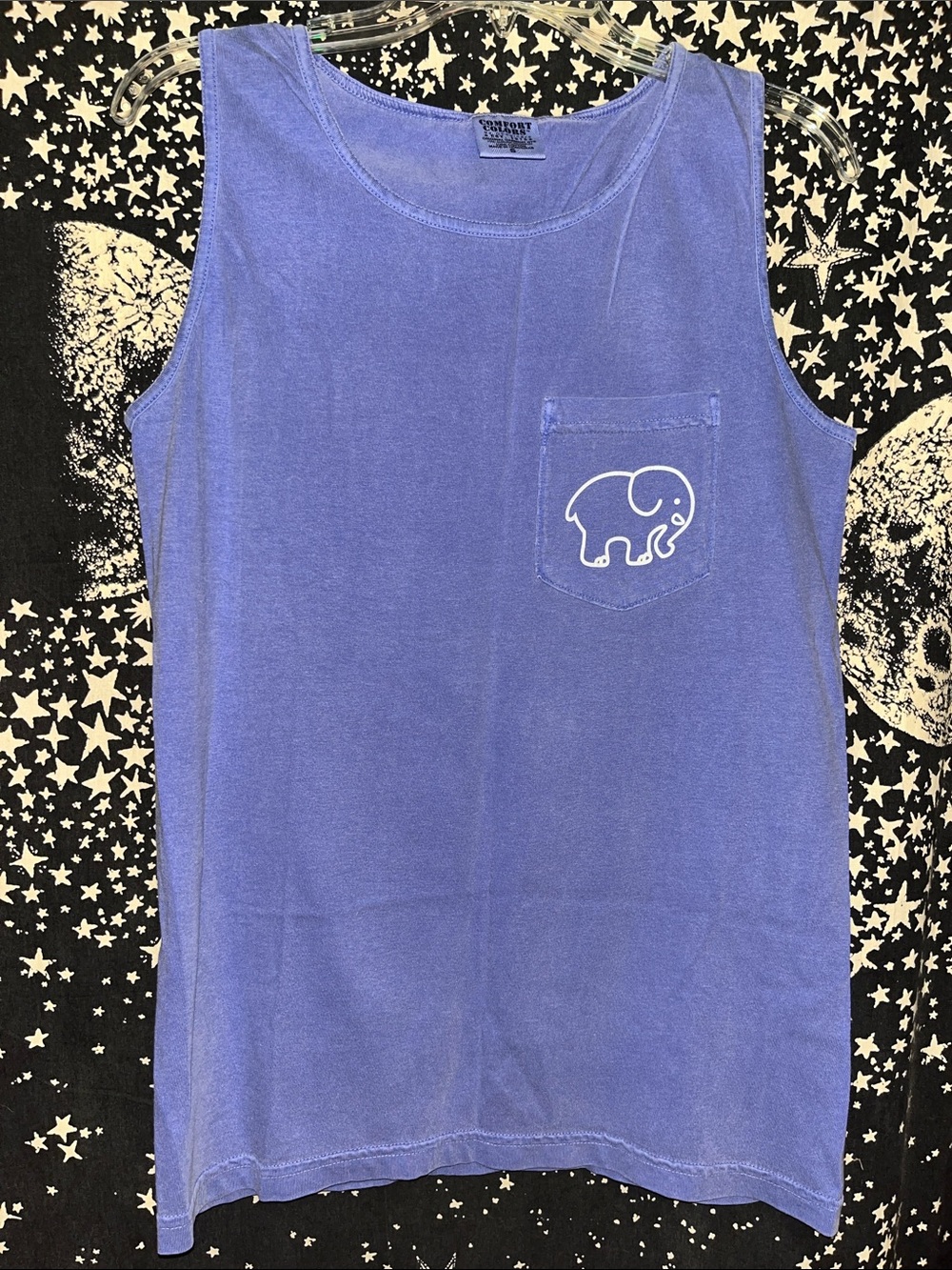 Women’s Blue Tank Top with Elephant Pocket - Ivory Ella